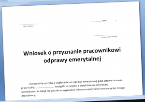 Wniosek o przyznanie odprawy emerytalnej wzór