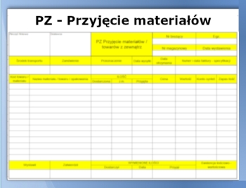 Druk PZ - Przyjęcie zewnętrzne