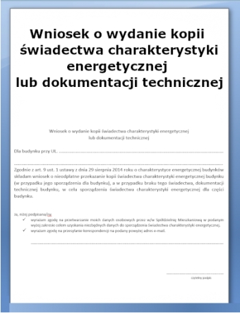 Wniosek o wydanie kopii świadectwa charakterystyki energetycznej