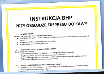 Instrukcja BHP obsługa ekspresu do kawy