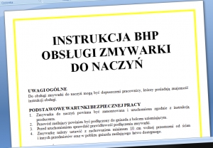 Instrukcja BHP obsługi zmywarki do naczyń