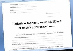 Podanie wniosek o dofinansowanie studiów / szkolenia przez pracodawcę wzór