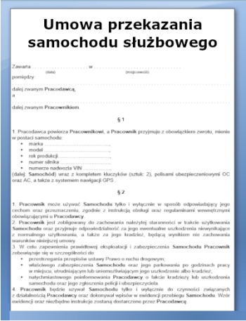 Umowa przekazania samochodu służbowego wzór