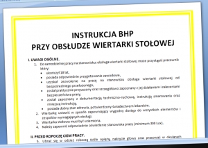 Instrukcja BHP obsługi wiertarki stołowej