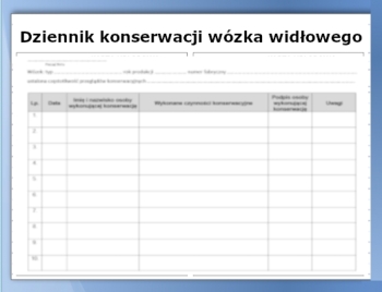 Dziennik konserwacji wózka widłowego