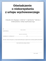 Oświadczenie o niekorzystaniu z urlopu wychowawczego