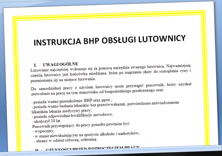 Instrukcja BHP obsługi lutownicy