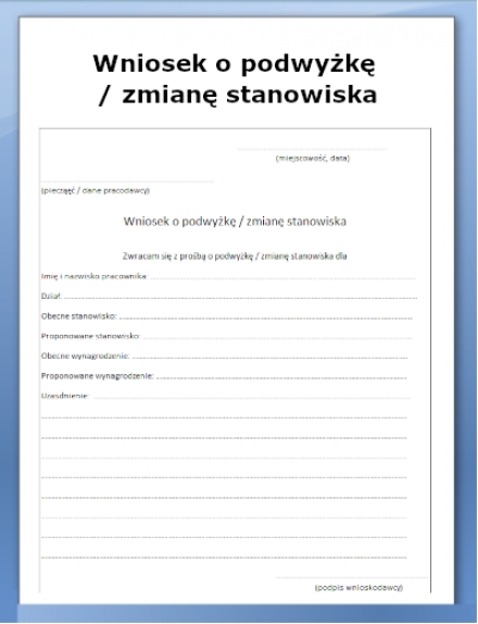 Wniosek o podwyżkę / zmianę stanowiska