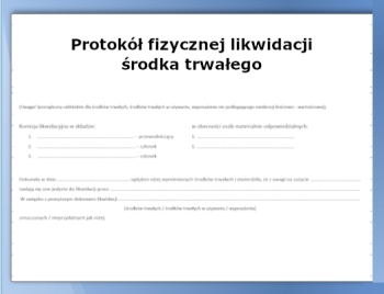 Protokół likwidacji środka trwałego