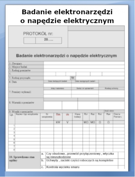 Protokół badania elektronarzędzi