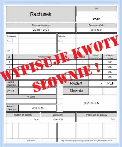 rachunek uproszczony wzór Excel