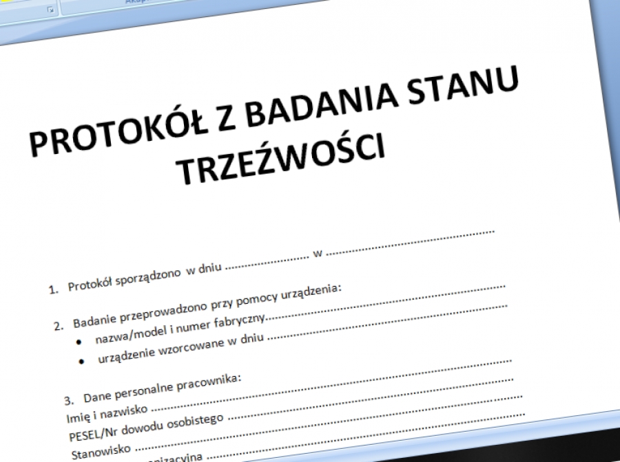 Protokół z badania stanu trzeźwości