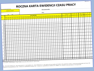 roczna karta ewidencji czasu pracy z dniami wolnymi