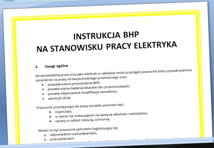 Instrukcja BHP na stanowisku pracy elektryka