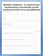 Notatka służbowa na okoliczność wysłuchania pracownika przed ukaraniem