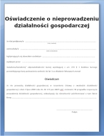 Oświadczenie o nieprowadzeniu działalności gospodarczej