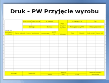 Druk - PW Przyjęcie wyrobu