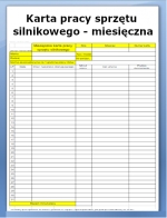 Karta pracy sprzętu silnikowego - miesięczna