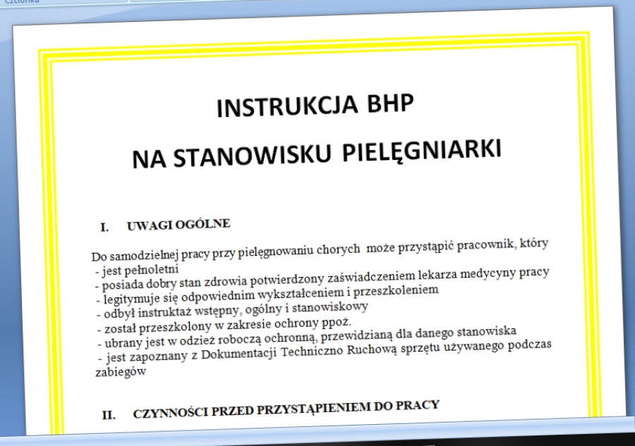 Instrukcja bhp na stanowisku pracy pielęgniarki