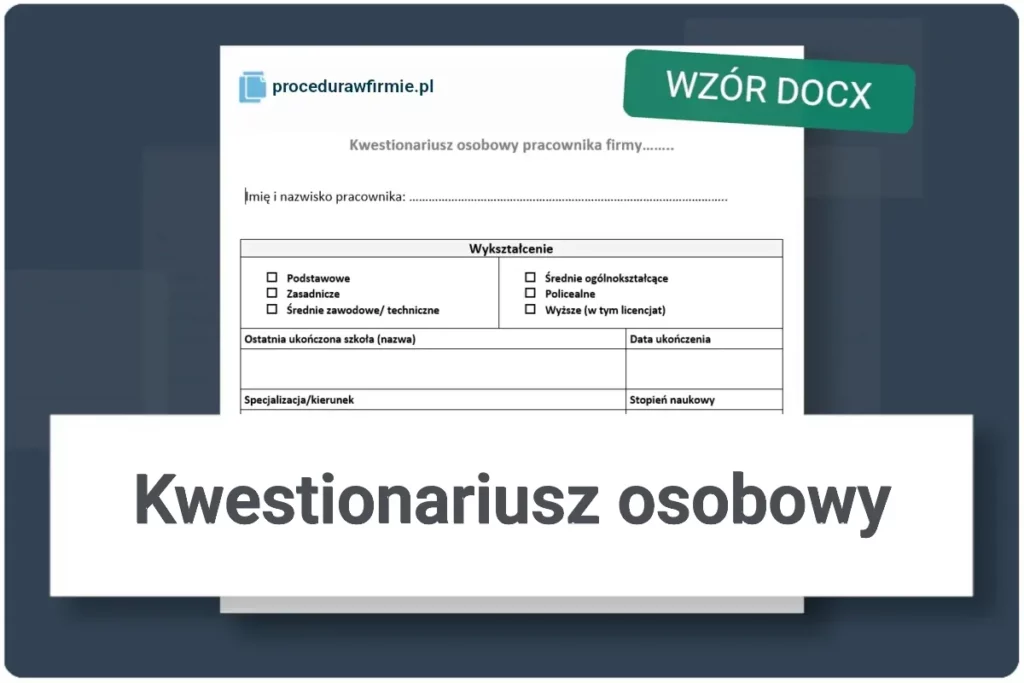 Kwestionariusz osobowy wzor docx