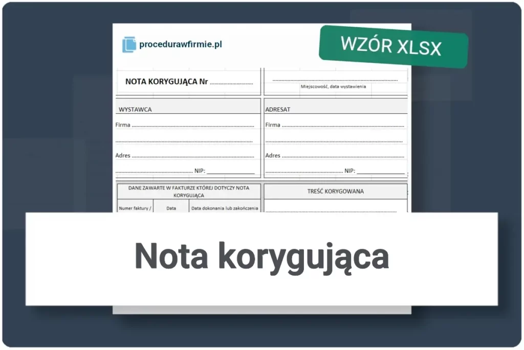 Nota korygujaca wzor XLSX