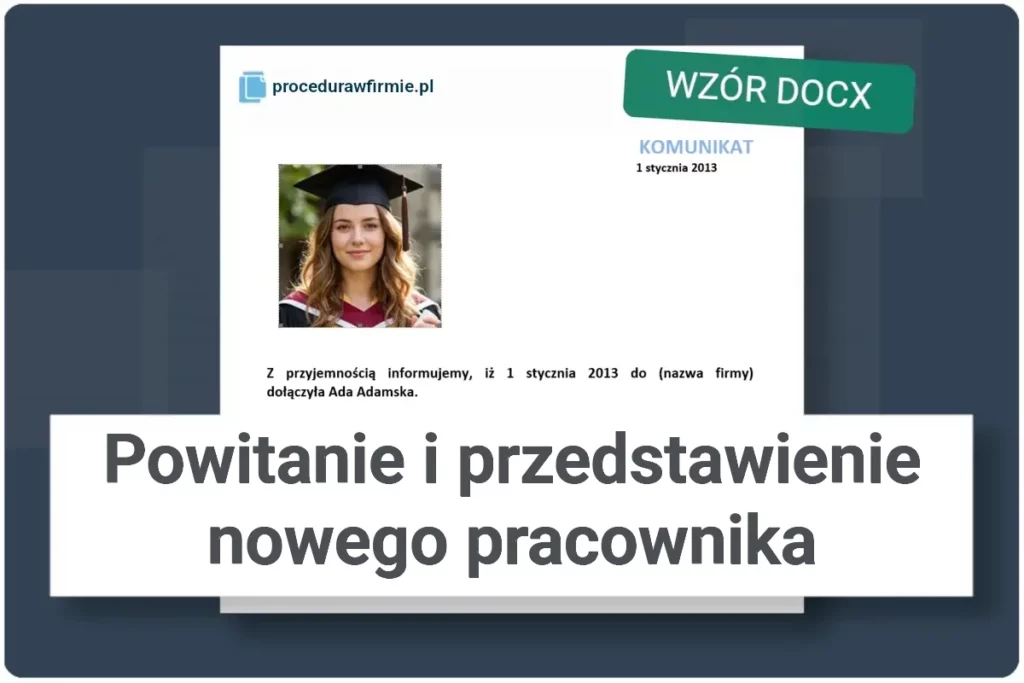 Powitanie i przedstawienie nowego pracownika wzor docx