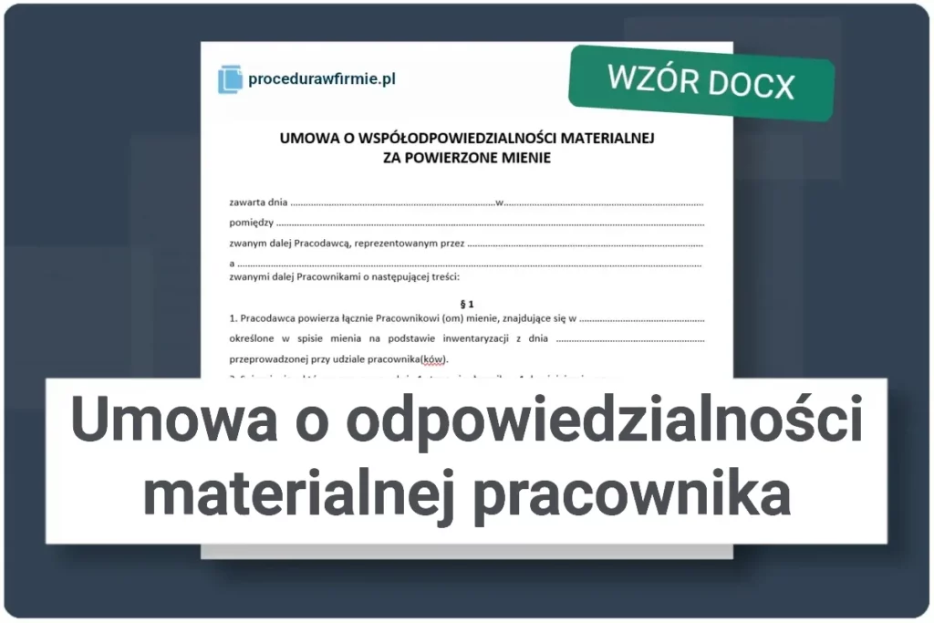 Umowa o odpowiedzialnosci materialnej pracownika wzor docx