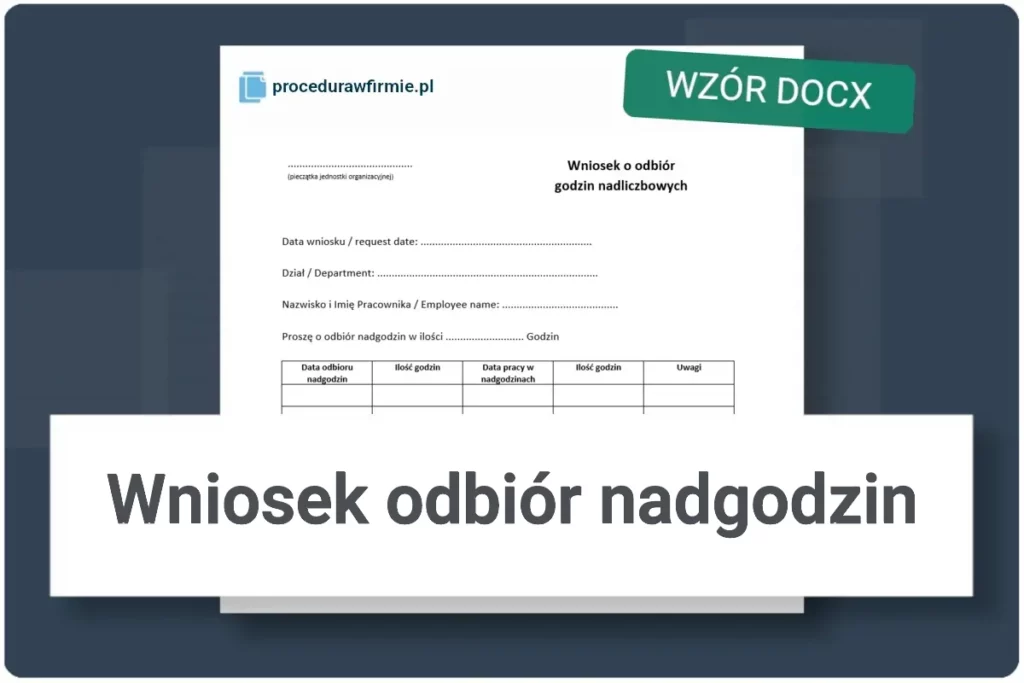Wniosek o odbior nadgodzin wzor dokumentu DOCX