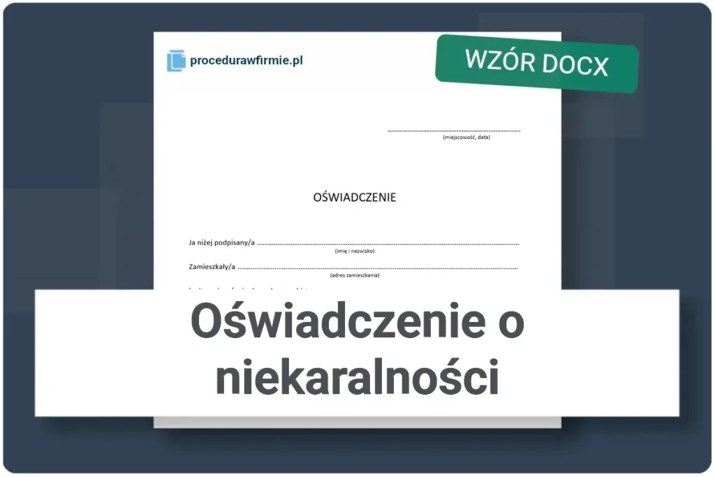 Oswiadczenie o niekaralnosci wzor dokumentu XLSX