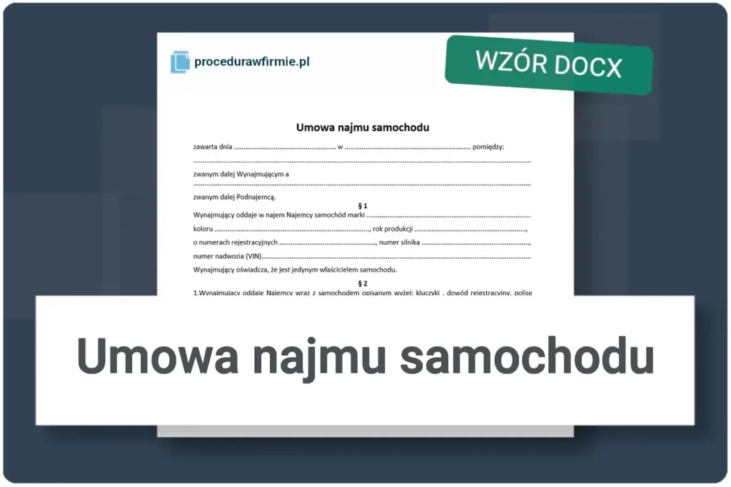 Umowa najmu samochodu DOCX