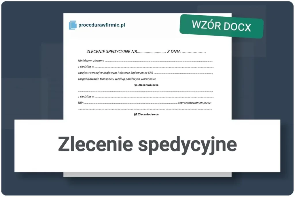 Zlecenie spedycyjne spedycyjne dokument DOCX