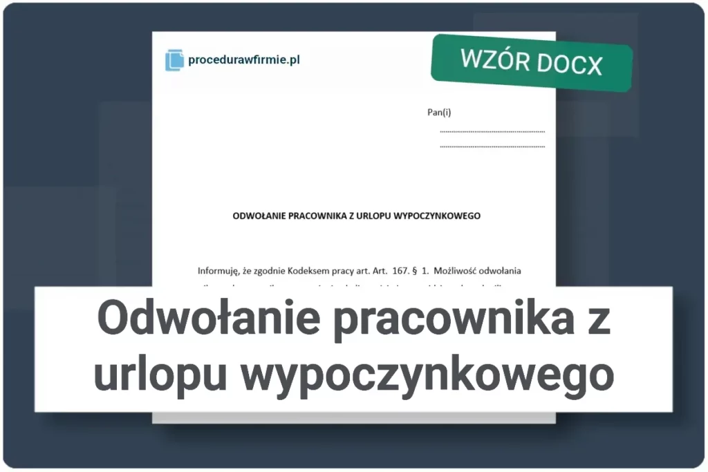Odwolanie pracownika z urlopu wypoczynkowego wzor docx