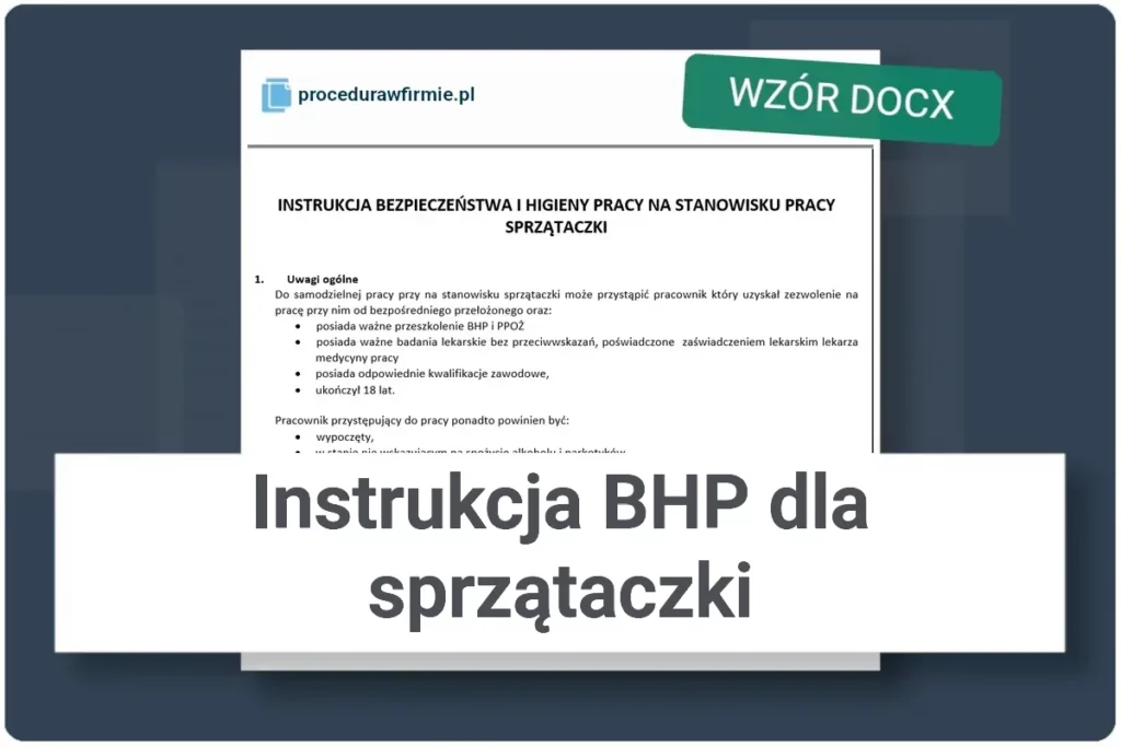 Instrukcja BHP dla sprzątaczki