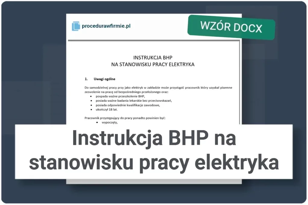 Instrukcja BHP na stanowisku pracy elektryka