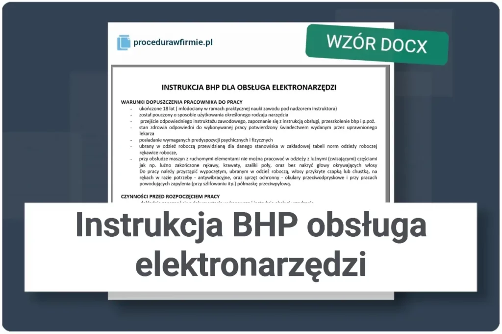 Instrukcja BHP obsługi elektronarzędzi