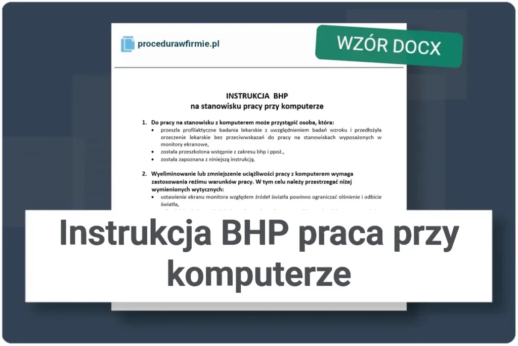 Instrukcja BHP praca przy komputerze