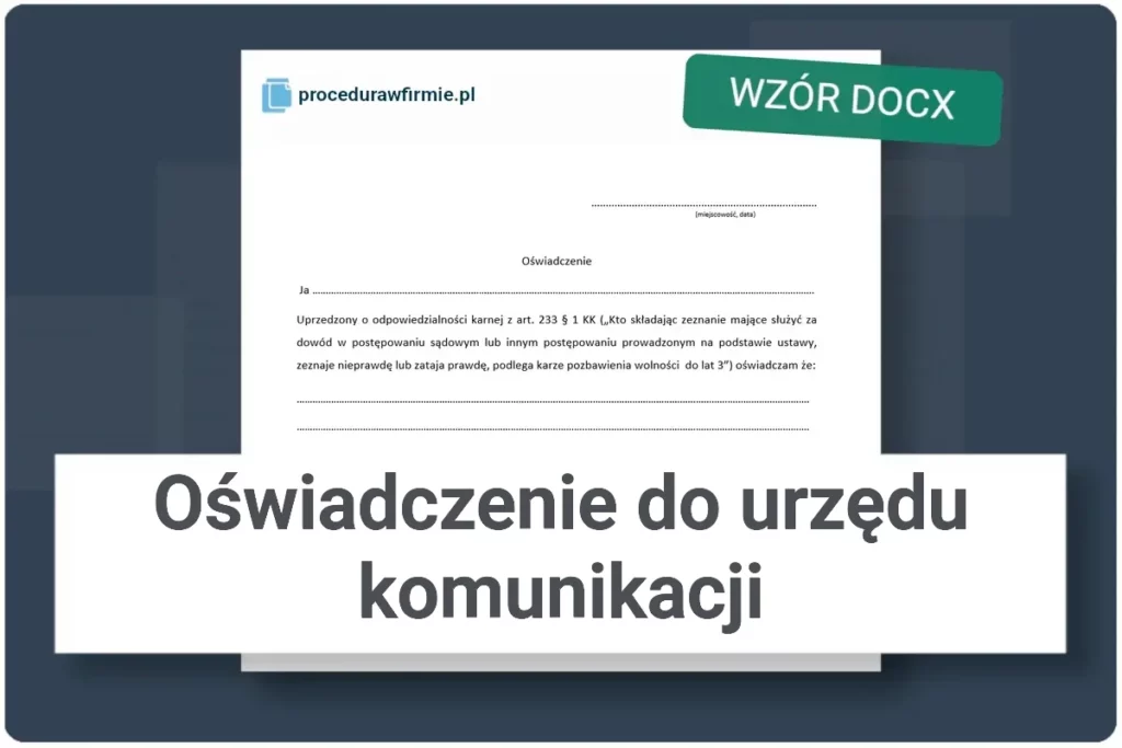 Oświadczenie do urzędu komunikacji