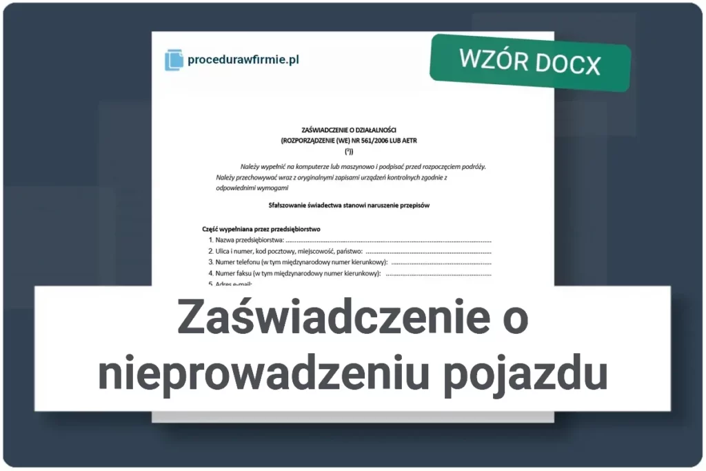 Zaświadczenie o nieprowadzeniu pojazdu