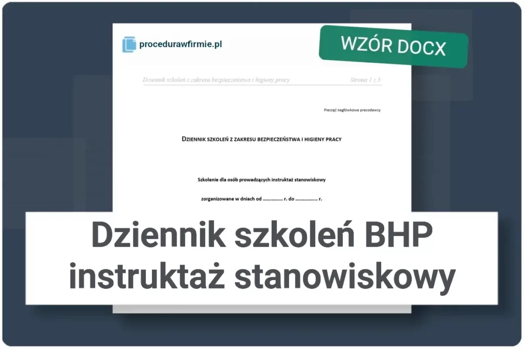 dziennik szkolen bhp instruktaz stanowiskowy wzor docx