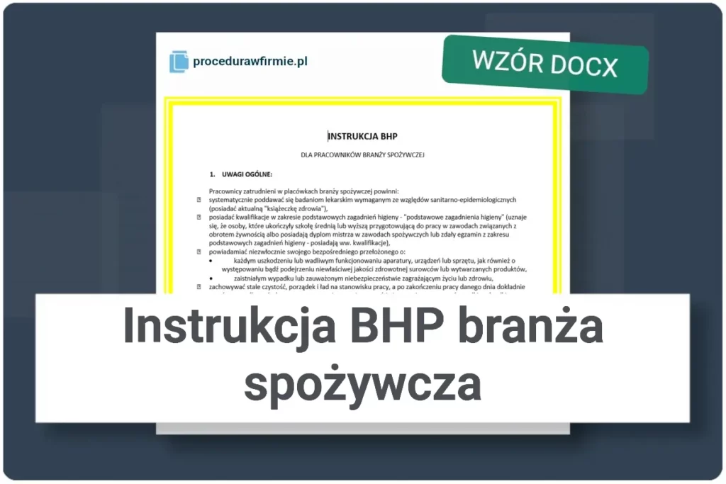 Instrukcja BHP branża spożywcza