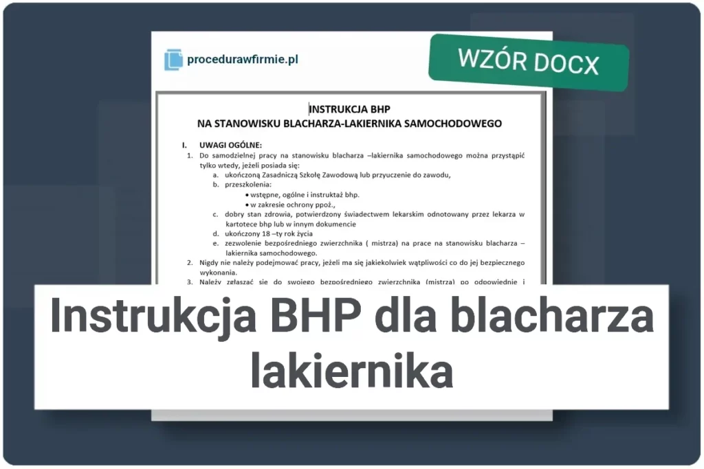 Instrukcja BHPdla blacharza lakiernika
