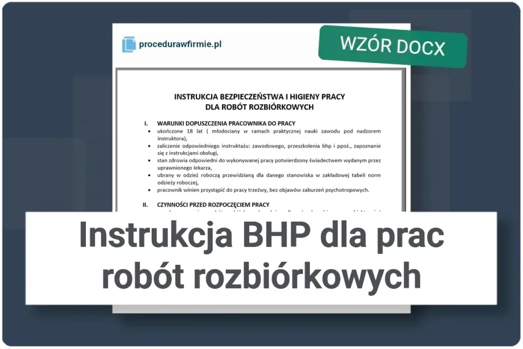 Instrukcja BHP dla prac robot rozbiorkowych wzor DOCX