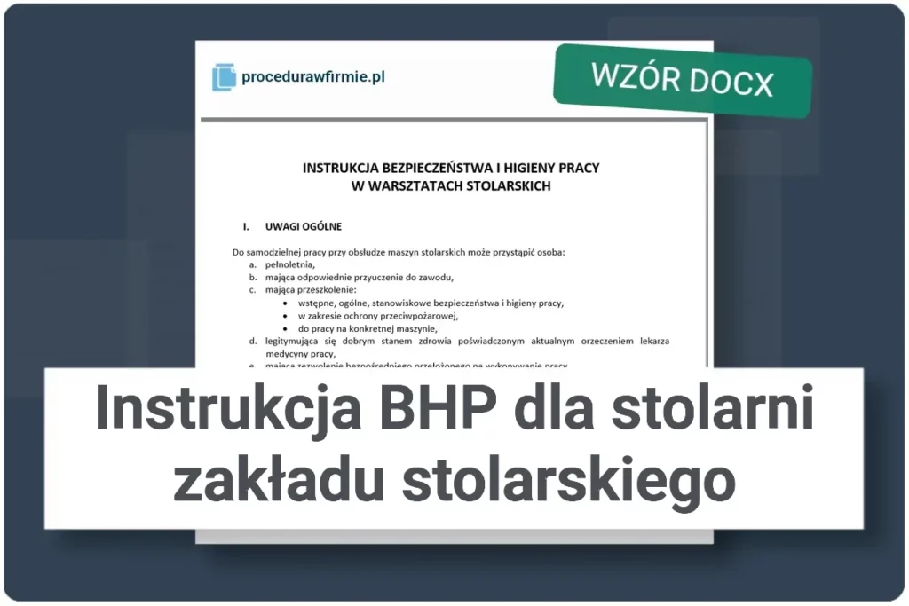 Instrukcja BHP dla stolarni zakladu stolarskiego wzor dokumentu DOCX