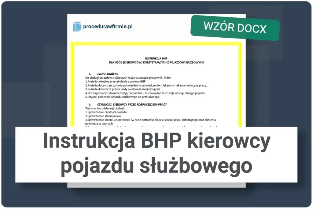 instrukcja bhp kierowcy pojazdu sluzbowego wzor docx