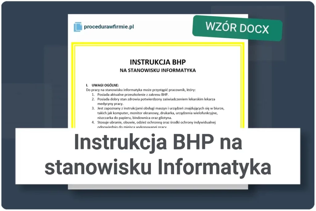 instrukcja bhp na stanowisku informatyka wzor docx