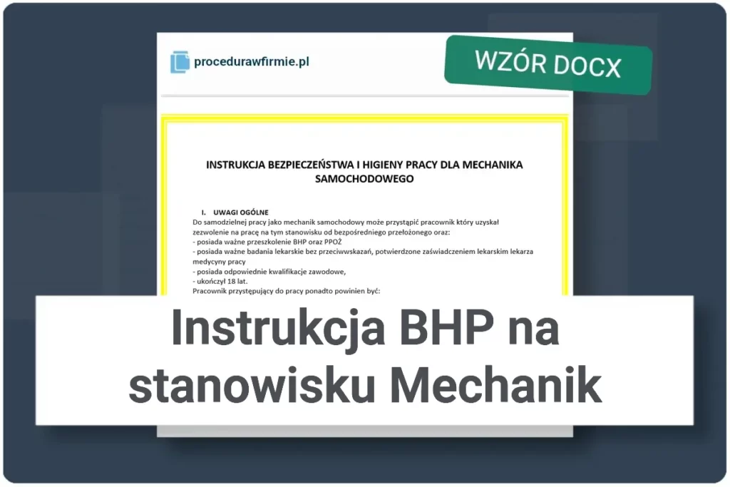 instrukcja bhp na stanowisku mechanik wzor docx