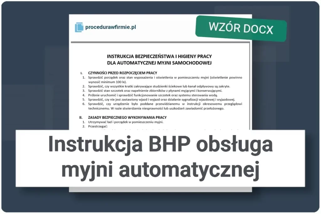 Instrukcja BHP obsługa myjni automatycznej