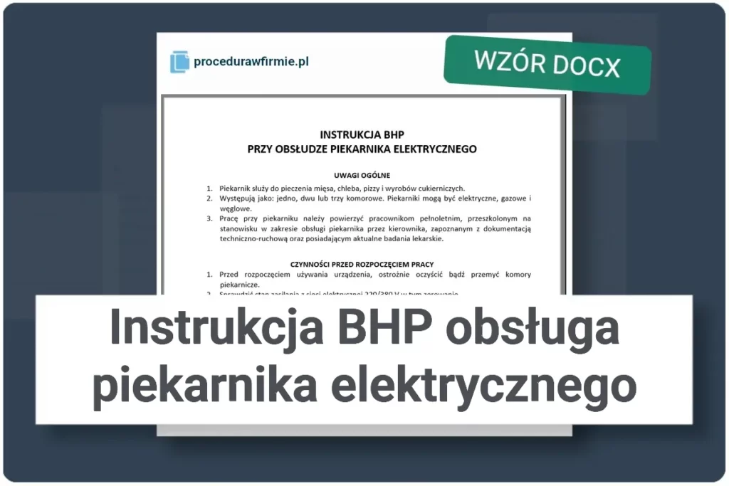 Instrukcja BHP obsługa piekarnika elektrycznego