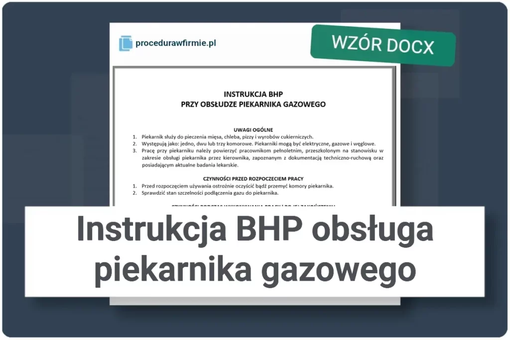 Instrukcja BHP obsluga piekarnika gazowego wzor DOCX