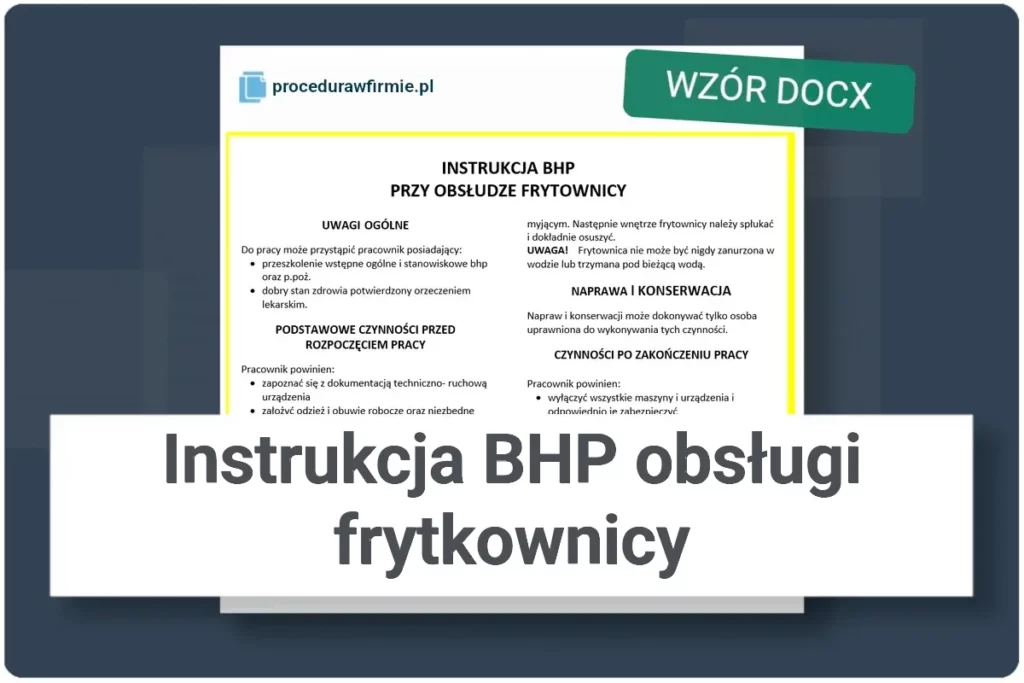 Instrukcja BHP obsługi frytkownicy